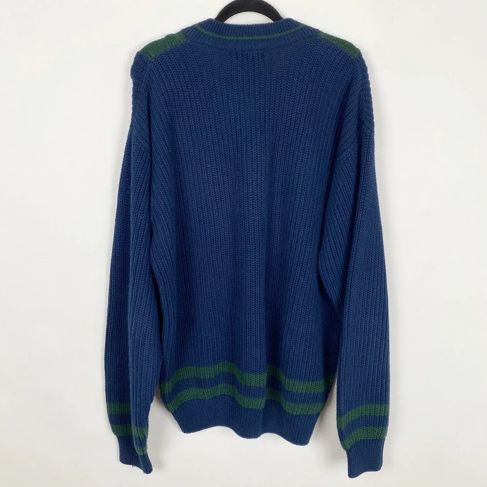 Hunt Club Vintage V-Neck Cable Knit Shaker Cricket Sweater Mens XLT Tall Navy